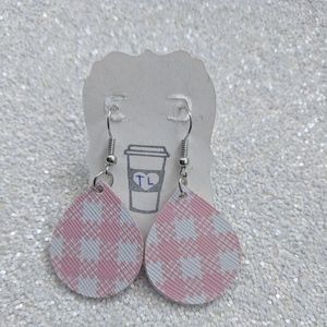 Pink gingham earrings